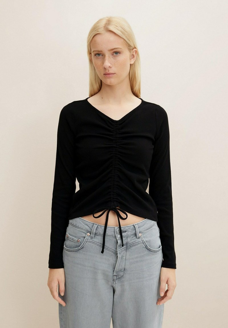 tom-tailor-denim-mit-detail-pitk-hihainen-paita-deep-black-musta
