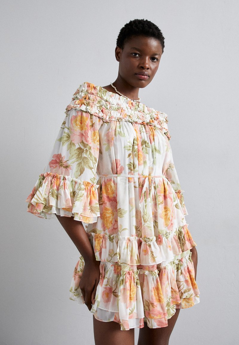 Needle & Thread PEONY PROMISE OFFSHOULDER TIERED MINI DRESS Jurk moonshine/nude Zalando.nl