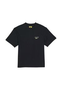 Sort kortærmet t-shirt med et lille grafisk print på venstre brystområde. Lavet af blød, glat stof med regular fit og rund hals.