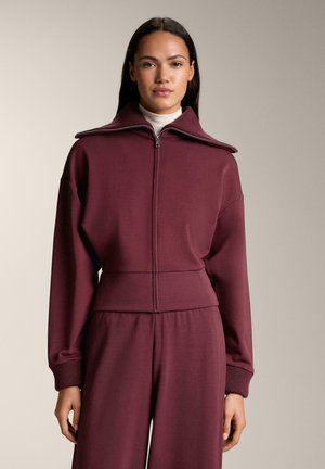 WAIST COLLAR WITH BRUSHED - Tröja med dragkedja - bordeaux