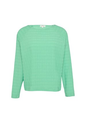 Lichtgroene blouse met lange mouwen en een textured ruitpatroon, ronde halslijn, maat 36, van het merk s.Oliver.