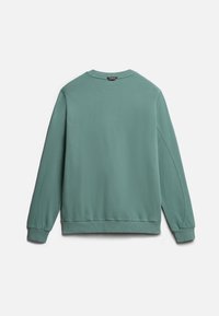 Světle zelená mikina, směs bavlny, kulatý výstřih, dlouhé rukávy, žebrované manžety a lem, hladká textura, minimalisticý design.