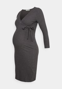 Anna Field MAMA WRAPPED DRESS SLEEVES - Vestido de malha - dark grey