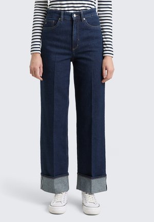 Wide leg - rinsed blue denim