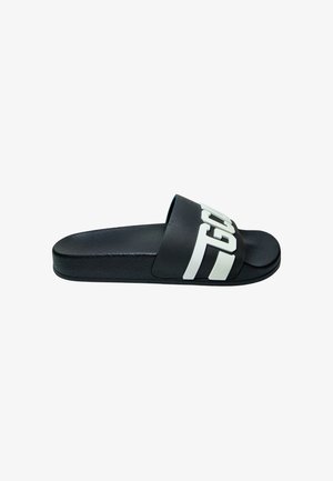 GCDS, SCARPE UOMO GCDS SLIDERS LOGO CHAIN BLACK-WHITE - Ciabattine - nero