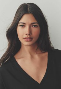 Next PETITE FIT  CAP SLEEVE V-NECK  - Džersio suknelė - black