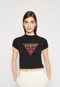 Guess TRIANGLE STRASS  - Triko s potiskem - jet black
