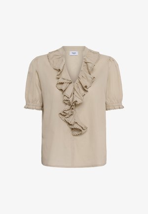 Saint Tropez, LOUSASZ SS BLOUSE - Blusa - plaza taupe