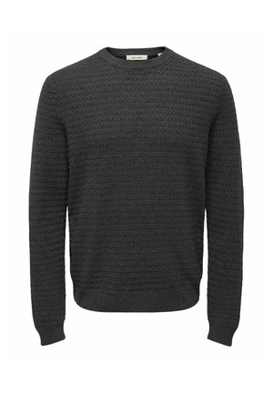 Only & Sons, ONSLOUI LS STRUCTURE CREW REG NOOS - Strickpullover - dark grey melange
