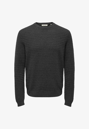 Only & Sons, ONSLOUI LS STRUCTURE CREW REG NOOS - Strickpullover - dark grey melange