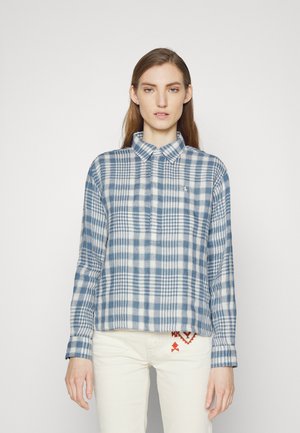 MID SLEEVE BUTTON FRONT - Blůza - blue/ white