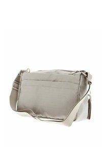 Grau Messenger-Bag mit einer glatten Textur, ausgestattet mit einem verstellbaren Tragegurt, einem Reißverschluss und einer vorderen Tasche für zusätzlichen Stauraum.