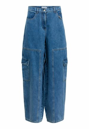 Object, TROUSERS CARGO - Jean boyfriend - medium blue denim