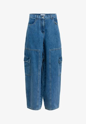 Object, TROUSERS CARGO - Jean boyfriend - medium blue denim
