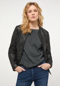 Mustang Leren jas - schwarz