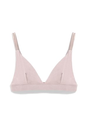Hellpinkes Dreieck-Bralette mit dünnen Trägern, weichem Stoff und nahtlosem Design. Verfügt über ein breites Unterband für Unterstützung.