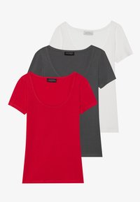 3 PACK - Basic T-shirt - gray/salsa red/egret