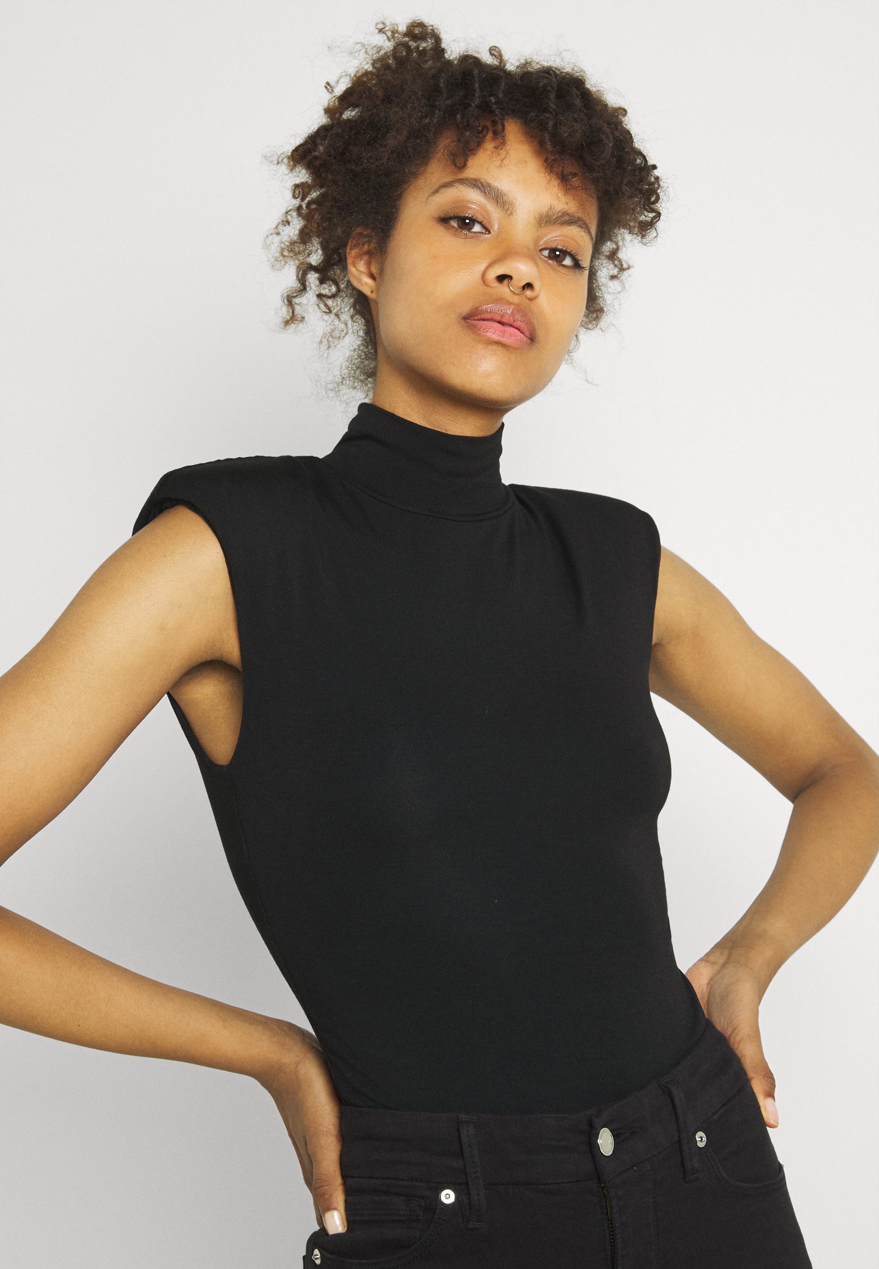 black mock neck
