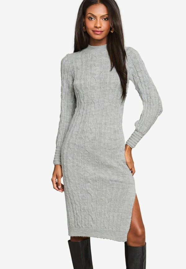REGULAR FIT - LONGLINE SIDE SPLIT CABLE - Strickkleid