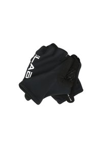 Schwarze fingerlose Handschuhe aus Neopren mit strukturierten Griffakzenten. Verfügt über gestickte Kanten und ein Logo-Detail auf der Vorderseite.