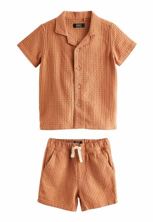 SHORT SLEEVE TEXTURED SET - REGULAR - T-shirt med print - rust brown