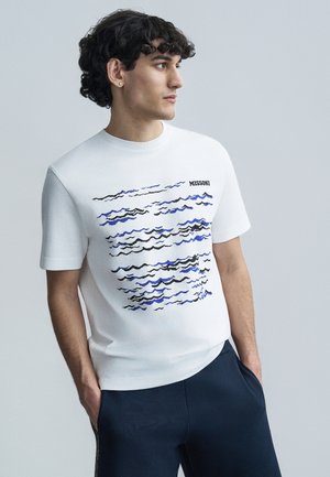 SHORT SLEEVE - Tričko s potlačou - white/blue