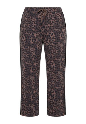 Ulla Popken, SWEATHOSE ROSE, LEOMUSTER, WEITES BEIN, ELASTIKBUND - Pantaloni sportivi - dark taupe