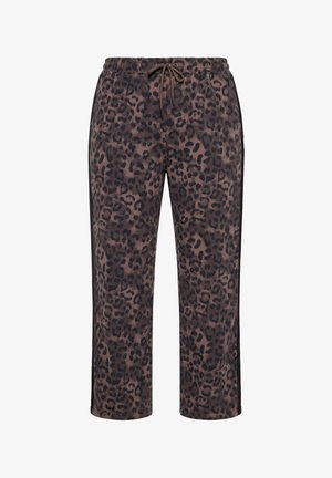 Ulla Popken, SWEATHOSE ROSE, LEOMUSTER, WEITES BEIN, ELASTIKBUND - Pantaloni sportivi - dark taupe