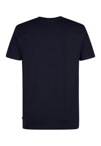 T-shirt a maniche corte blu navy con scollatura rotonda. Realizzato in morbido cotone, presenta un design semplice senza loghi o motivi visibili.