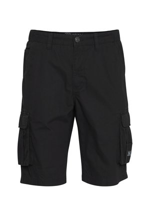 Melni kargo šorti, izgatavoti no viegla auduma. Satur divas sānu kabatas un divas kargo kabatas ar vāciņu aizdarēm. Vienkāršs, utilitārs dizains.