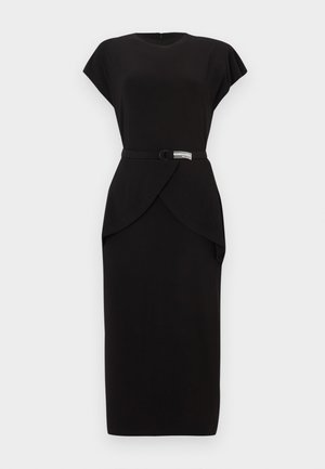 SLEEVE SHOULDER PAD PEPLUM DRESS - Žerzejové šaty - black