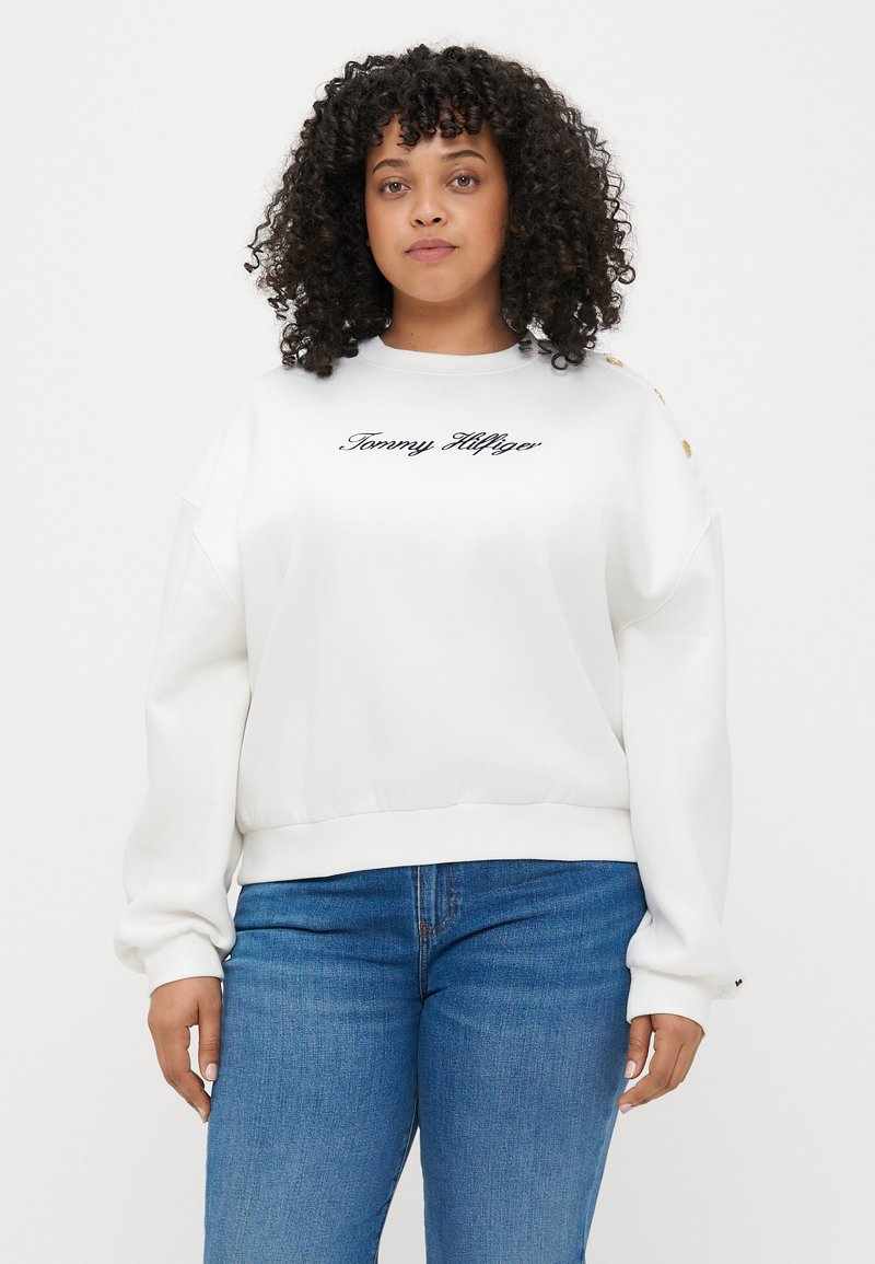 Tommy Hilfiger Curve SCRIPT - Mikina - ecru