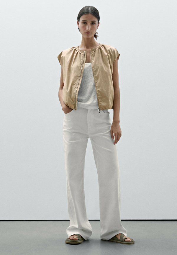 WITH RUFFLE DETAIL - Waistcoat - beige