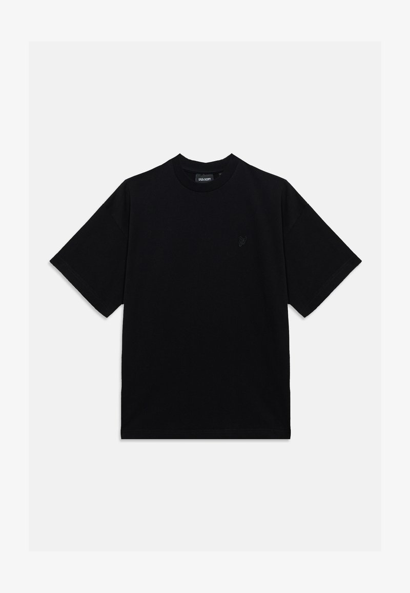 Μαύρο κοντομάνικο t-shirt με στρογγυλή λαιμόκοψη και μικρό διακριτικό λογότυπο στο αριστερό στήθος, απεικονίζεται σε λευκό φόντο.