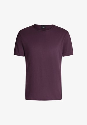 Lila Kurzarm-T-Shirt aus weicher Baumwolle, mit Rundhalsausschnitt und geradem Schnitt, ohne sichtbare Muster oder Grafiken.