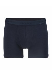 Boxer briefs di un blu navy scuro realizzati in morbido tessuto, caratterizzati da una vestibilità aderente e una vita elastica con il marchio FALKE.