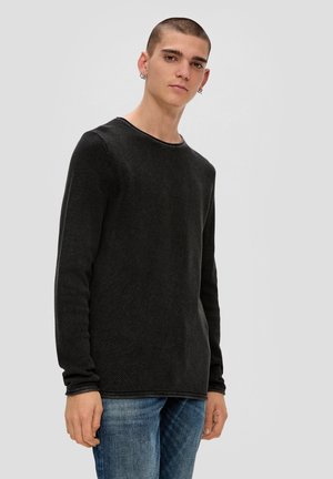 MIT MUSTERSTRUKTUR - Strickpullover - schwarz