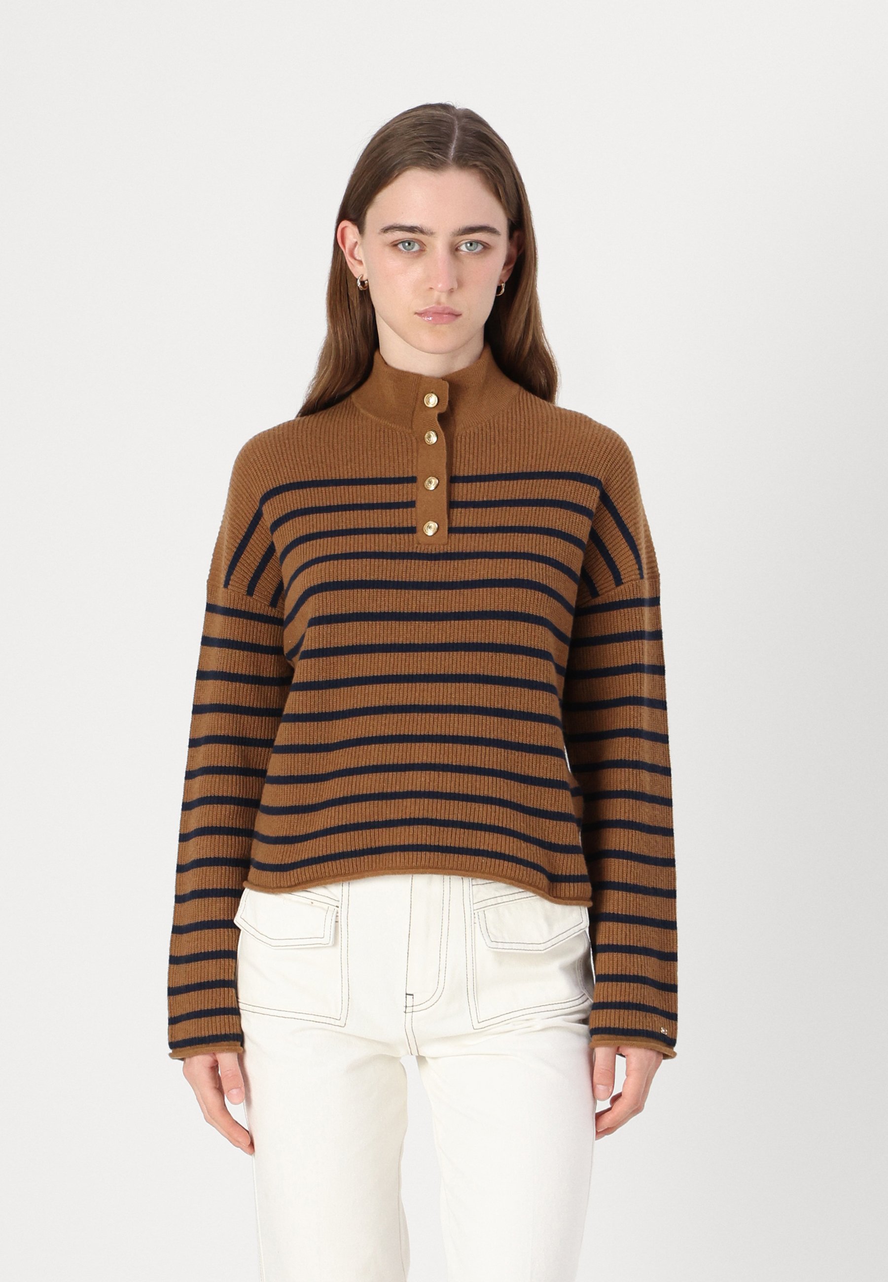 売れ筋商品|||トミー ヒルフィガー ニット&セーター レディース アウター BUTTON - Jumper - highland khaki/dark night navy トミー・ヒルフィガー(Tommy Hilfiger) レディースニット