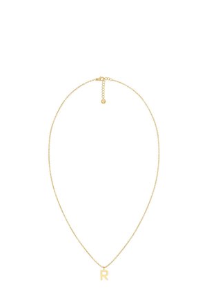 Guld-tone halskæde med en delikat kæde og et fremtrædende bogstav "R" vedhæng. Justerbar længde med en hummerlås og forlænger.