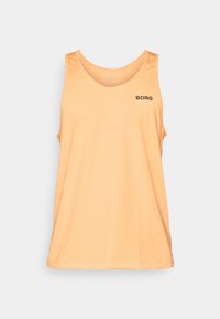 Peach tank top lavet af letvægtsstof, med rund halsudskæring og et lille sort logo "BORG" på venstre bryst.