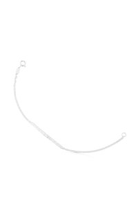 Bracciale in argento con un delicato design intrecciato. Presenta un gancio a moschettone per una chiusura sicura e una finitura lucida e brillante.