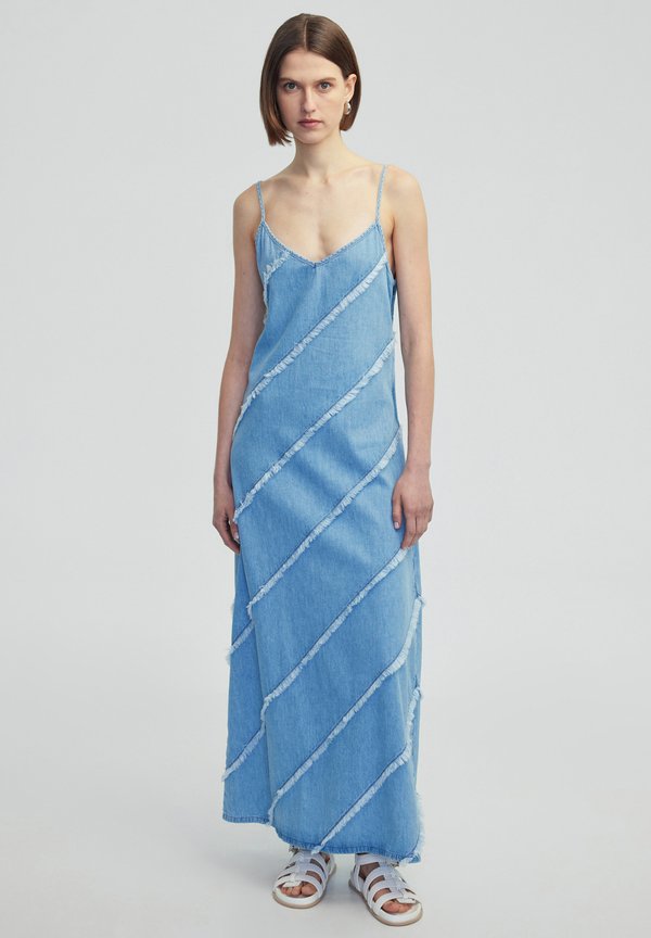 DIAGONAL FRINGED - Maxikleid - indigo