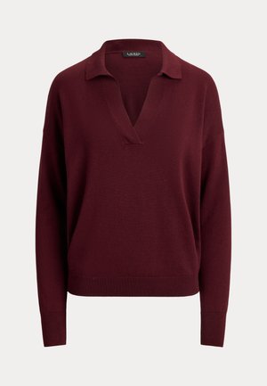 Lauren Ralph Lauren, COTTON-MODAL POLO SWEATER - Πουλόβερ - dark garnet