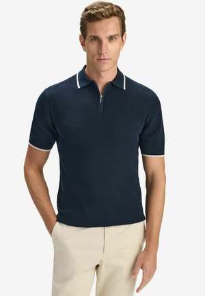 TEXTURE HALF ZIP - Pikeepaita - navy blue