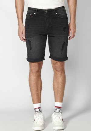 Koroshi BERMUDA COWBOY STRECTH REGULAR FIT  - Kratke hlače od trapera - denim black denim