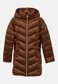 HOODED LONGLINE CHEVRON - Vinterkåpe / -frakk - caramel