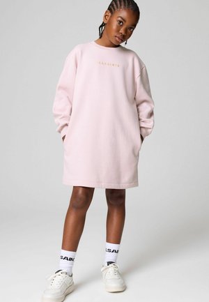 Rosa sweatshirtklänning med långa ärmar, med en klassisk rundad halsringning och framfickor. Broderad "ALLSAINTS"-logotyp i guld.