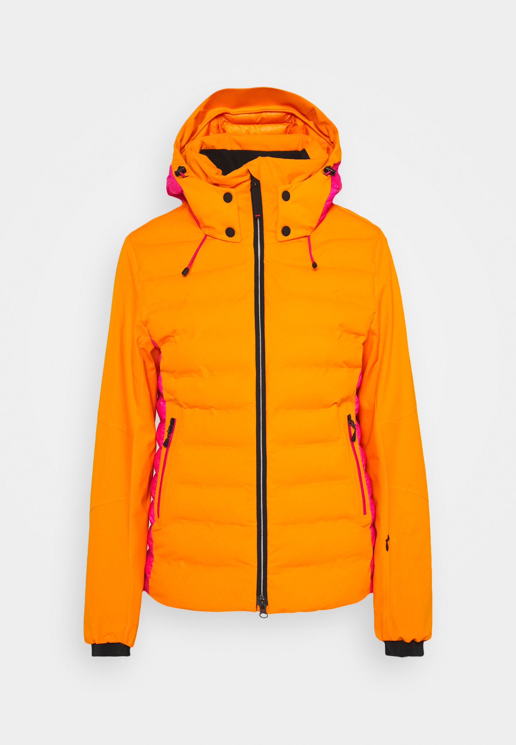 neon orange ski jacket