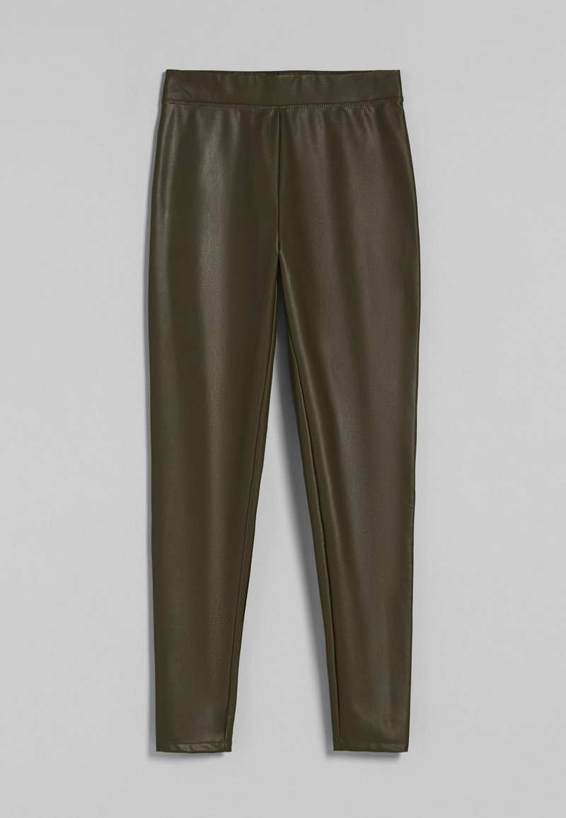 Bershka Leren broek kaki