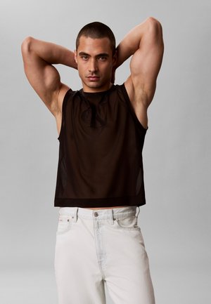Calvin Klein Jeans PRIDE NOVELTY MESH TANK - Toppi - black